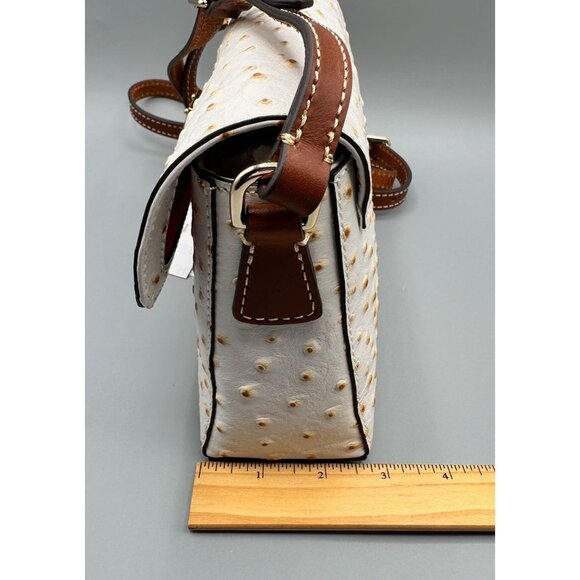 Dooney & Bourke Rena Bone Ostrich Embossed Leather Crossbody BOSTR1297BOKR New - Picture 14 of 15